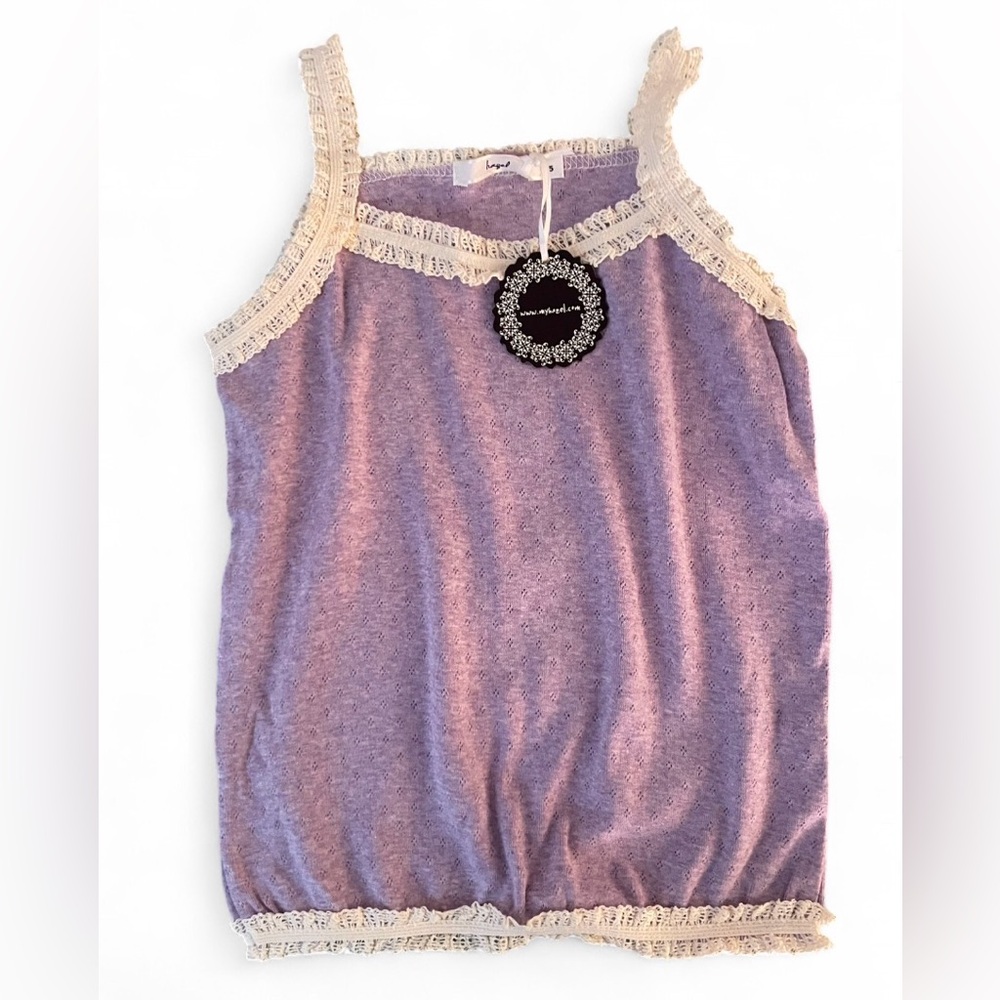 NWT Hazel Purple with Lace Trim Tank Top Little Girls Size 5